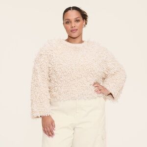 Women's Loopy Yarn Crewneck Pullover Sweater - Woolrich x Target Cream XL NWT